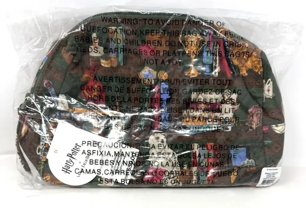 Vera Bradley Harry Potter Cosmetic Makeup Bag Case Hogwarts Library